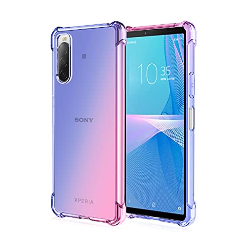 YAKUN Farbverlauf Hülle für Sony Xperia 10 IV, Transparent Anti-Gelb Crystal Clear Weiche Silikon Handyhülle, Soft TPU Case Schock-Absorption Schutzhülle (Blau/Rosa) von YAKUN