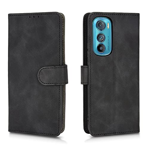 YAKUN Hülle für Motorola Moto Edge 30 Lederhülle, Premium PU + TPU Flip Case Brieftasche Schutzhülle Handyhülle mit Ständer Funktion/Kartensteckplätzen, Schwarz von YAKUN