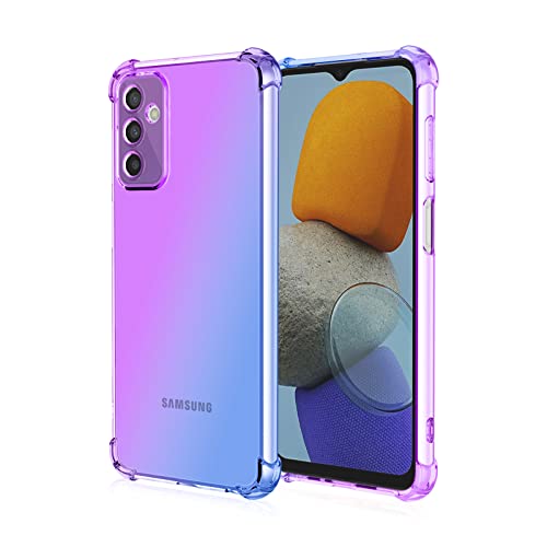 YAKUN Hülle für Samsung Galaxy M23 5G (6.6") Hülle, HD Transparent Anti-Gelb Glas Crystal Clear Weiche Silikon Handyhülle, Soft TPU Case Schock-Absorption Schutzhülle (Lila/Blau) von YAKUN