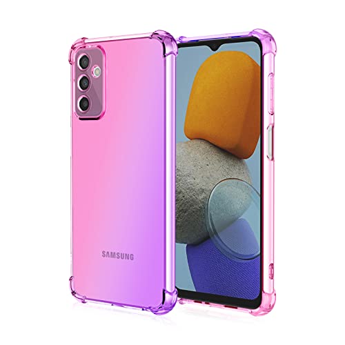 YAKUN Hülle für Samsung Galaxy M23 5G (6.6") Hülle, HD Transparent Anti-Gelb Glas Crystal Clear Weiche Silikon Handyhülle, Soft TPU Case Schock-Absorption Schutzhülle (Pink/Lila) von YAKUN