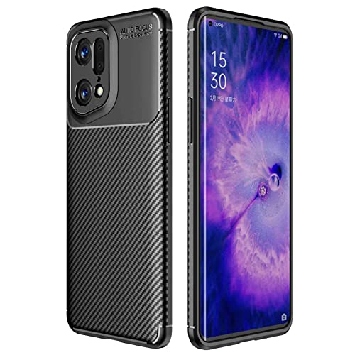 YAKUN Ultra Slim Hülle für Oppo Find X5 Pro, Carbon Fiber Silikon Dünn Stoßfest Stossfest TPU Handyhülle, Schutzhülle Flexibles Bumper Cover Case - Schwarz von YAKUN