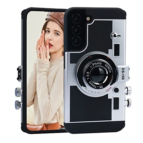 YAKVOOK Emily in Paris Schutzhülle für Samsung Galaxy S21, einzigartiges cooles 3D-Kamera-Design [langes Schlüsselband] PC-Rückabdeckung + weiche Silikon-Stoßfeste Schutzhülle (Galaxy S21, Schwarz) von YAKVOOK