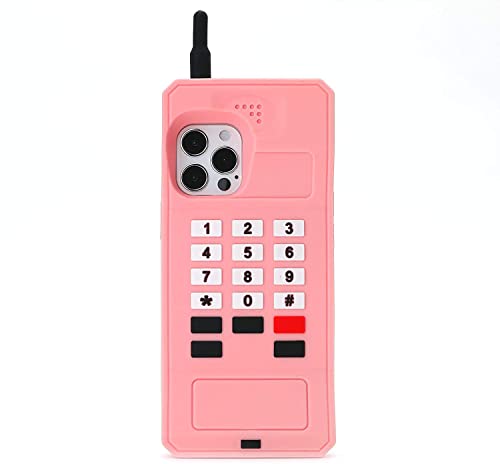 YAKVOOK Kawaii Handyhülle für iPhone 14 Plus, niedliche Retro-Handyhülle, 3D-Cartoon, Retro, klassisches Handy, weiches Silikon, iPhone 14 Plus, Rosa, stoßfeste Abdeckung für Frauen und Mädchen von YAKVOOK