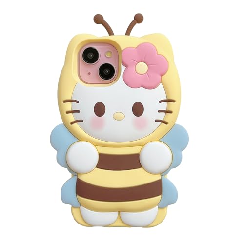 YAKVOOK Kawaii-Handyhüllen für iPhone 14 Pro Max, niedliche Cartoon-Biene und Katze, 3D-Schutzhülle für Damen und Mädchen, weiches Silikon, stoßfeste Schutzhülle für iPhone 14 Pro Max YAKVOOK Kawaii-Handyhüllen für iPhone 14 Pro Max, niedliche Cartoon-Biene und Katze, 3D-Schutzhülle für Damen und Mädchen, weiches Silikon, stoßfeste Schutzhülle für iPhone 14 Pro Max von YAKVOOK