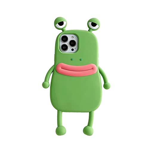YAKVOOK Kawaii-Handyhüllen für iPhone 16, niedlicher Cartoon-grüner Frosch, einzigartige, lustige Schutzhülle, 3D-Schutzhülle für iPhone 16, weiches Silikon, stoßfeste Abdeckung für Frauen von YAKVOOK