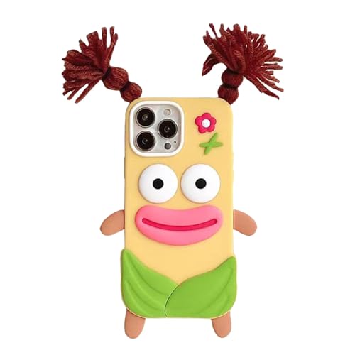 YAKVOOK Kawaii-Schutzhülle für iPhone 14, Bären-Motiv, 3D-Silikon, Cartoon-Wurstmund, Mädchen, lustig, niedlich, weiches Gummi, stoßfest, für Damen und Mädchen von YAKVOOK