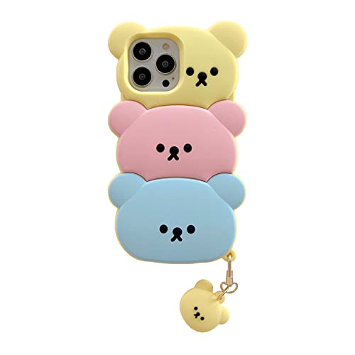 YAKVOOK Kreative Hülle für iPhone 6 Plus/7 Plus/8 Plus, Süße einzigartige 3D Cartoon Dinosaurier mit Umhängeband lustige Kawaii Weiche Silikon Cover Hülle Anti-Fall Stoßfest Schutz (Candy Bear) von YAKVOOK