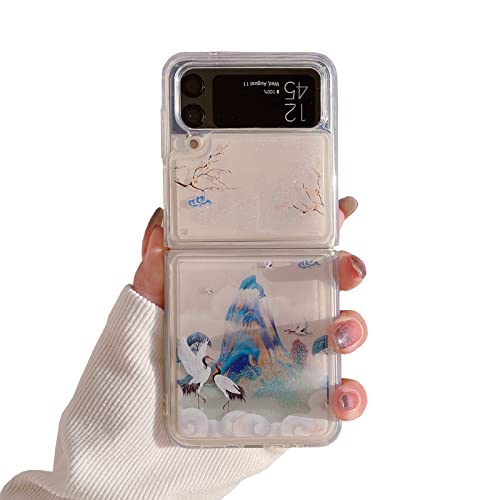 YAKVOOK Schutzhülle für Samsung Galaxy Z Flip 3 5G 2021, Glitzer-Hülle, flüssig, glitzernd, luxuriös, fließender Treibsand, transparent, für Mädchen und Frauen für Galaxy Z Flip 3 von YAKVOOK