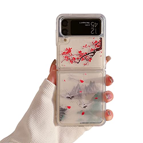 YAKVOOK Schutzhülle für Samsung Galaxy Z Flip 4 5G 2022, Glitzer-Hülle, flüssig, glitzernd, luxuriös, fließender Treibsand, transparent, für Mädchen und Frauen für Galaxy Z Flip 4 von YAKVOOK