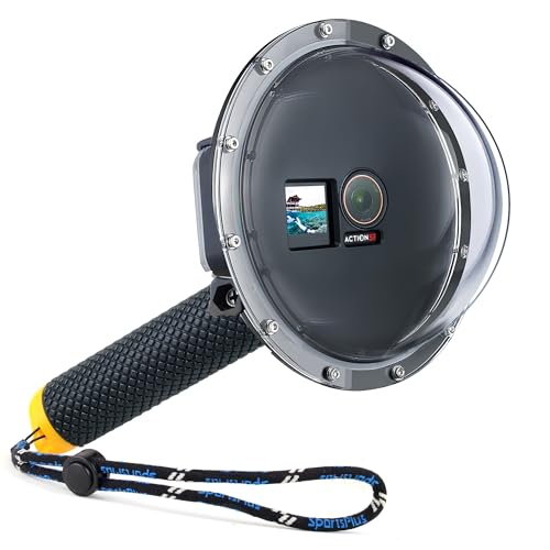 YALLSAME Dome Port für DJI Osmo Action 3/4/5 Pro Kamera, 45 m wasserdichtes Gehäuse mit schwimmendem Handgriff für Osmo Action 5Pro/4/3, Tauchen/Schnorcheln Zubehör für Unterwasseraufnahmen von YALLSAME