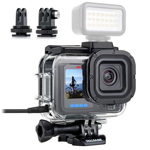 YALLSAME Side Open Case for GoPro Hero 13 12 11 10 9 Black Skeleton Housing Protective Frame Mount Case Features 2 Cold-Shoe Mount and Side Opening for Charging Accessory for GoPro 9 10 11 12 13 Black von YALLSAME