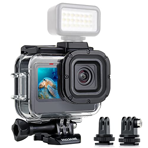 YALLSAME Wasserdichtes Gehäuse für GoPro Hero 12 11 10 9 mit 2 Kaltschuh-Adaptern, Unterwasserfotografie, beschlagfrei, Tauchkoffer für 59,7 m, ideales GoPro-Zubehör für Tauchen, Schnorcheln von YALLSAME