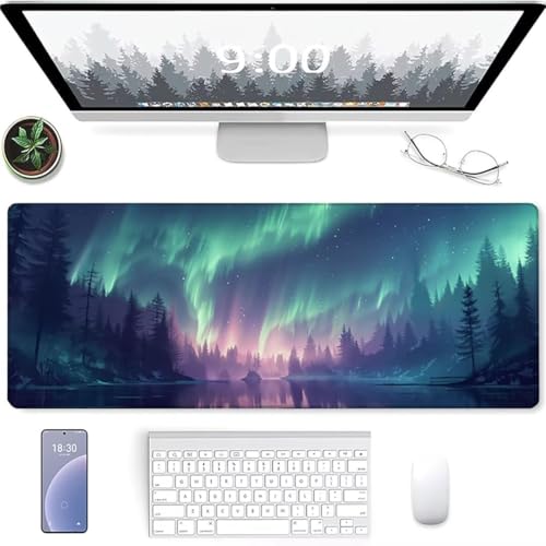 YALNSENN Mauspad XXL 700 x 300, Groß Mauspad Gaming mit Motiv, Tischunterlage Large Size, Schreibtischunterlage, verbessert Präzision und Geschwindigkeit, Fransenfreie Ränder Nordlicht See YALNSENN Mauspad XXL 700 x 300, Groß Mauspad Gaming mit Motiv, Tischunterlage Large Size, Schreibtischunterlage, verbessert Präzision und Geschwindigkeit, Fransenfreie Ränder Nordlicht See von YALNSENN
