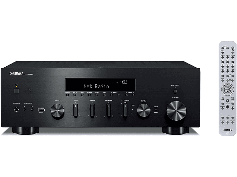 YAMAHA R-N600A Stereo Netzwerk Receiver (2-Kanal Verstärker mit A/B Schaltung Kanäle, Schwarz) von YAMAHA