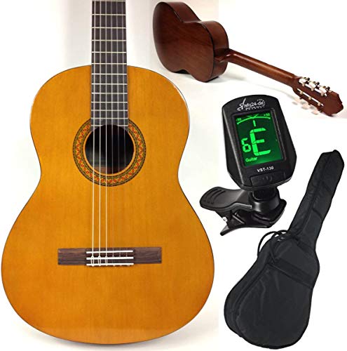 Yamaha C40 Klassik/Konzertgitarre mit Anfänger Set, sfq24 LED-Display Stimmgerät, Tasche, Gurt und 3x Plektren. Die ideale Anfängergitarre mit allem was man braucht von YAMAHA