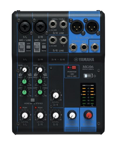 Yamaha MG06 Mischpult – Kompaktes Mischpult mit sechs Eingangskanälen und D-PRE-Mikrofonvorverstärkern von YAMAHA