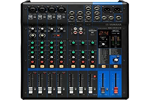 Yamaha MG10XUF Mischpult – Kompakter Mixer mit 10 Eingangskanälen, SPX-Digitaleffekten, USB-Audio-Funktionen und D-PRE-Mikrofonvorverstärkern (Fader Version) von YAMAHA