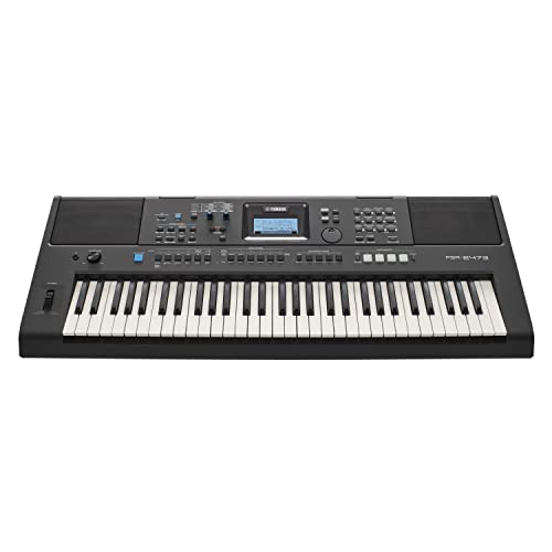Yamaha PSR-E473 Digital-Keyboard, schwarz – Tragbares, vielseitiges Digital-Keyboard mit 61 anschlagdynamischen Tasten von YAMAHA