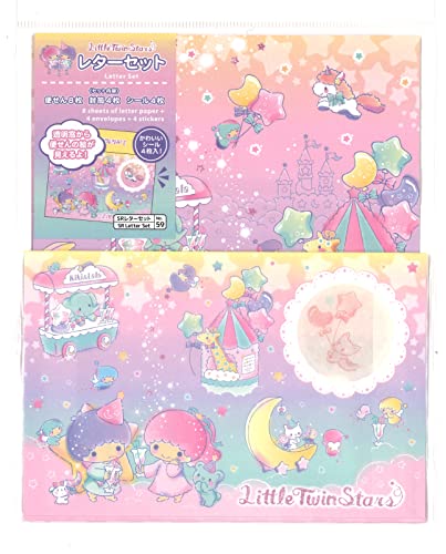 Sanrio Little Twin Stars Fensterbrief-Set 8 Briefpapier + 4 Umschläge + 4 Aufkleber Made in Japan D21D von YAMANO SHIGYO