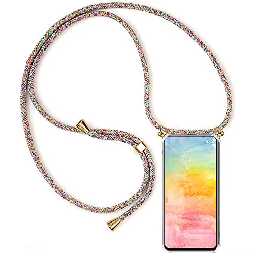 YAMCCCSE Handykette Handyhülle für Huawei Honor Magic 4 Lite 5G mit Band - Transparent Handy-Kette Handy Hülle mit Kordel zum Umhängen Handyanhänger Halsband Lanyard Case - Rainbow von YAMCCCSE