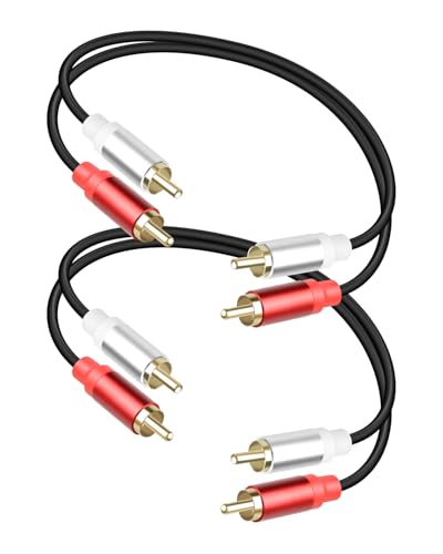 YANBORONSN 2 RCA-Adapterkabel, 2 RCA-Stecker auf 2 Stecker Stereo-Audiokabel für DVD, TV/HDTV, VCR, CD, 2Pack(0.9FT) von YANBORONSN