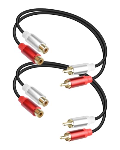 YANBORONSN 2 RCA Adapterkabel,2 RCA Stecker auf 2 Buchse Stereo-Audiokabel für DVD,Theater System,VCR, CD，2Pack(0.9FT) von YANBORONSN