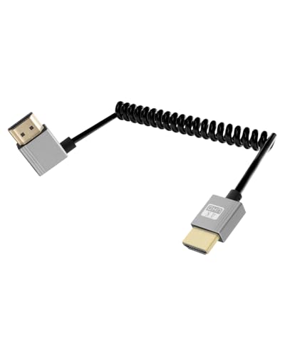 YANBORONSN 4K HDMI Spiralkabel 2.2FT, Kurzes HDMI zu HDMI Kabel, Spring Spiral HDMI 2,0 Kabel 4K@120Hz 18Gbps für Kamera/TV/Capture Karten/Tablet (Links) von YANBORONSN