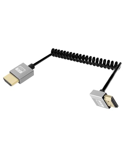 YANBORONSN 4K HDMI Spiralkabel 2.2FT, Kurzes HDMI zu HDMI Kabel, Spring Spiral HDMI 2,0 Kabel 4K@120Hz 18Gbps für Kamera/TV/Capture Karten/Tablet (Unten) von YANBORONSN