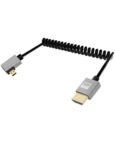 YANBORONSN 4K Micro HDMI zu HDMI Spiralkabel 2.2FT, Federspirale HDMI zu Micro HDMI Kabel, Kurzes Kabel 2,0 4K@120Hz 18Gbps für Kamera/Camcorder/HDTV/Tablet (Links) von YANBORONSN
