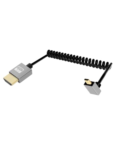 YANBORONSN 4K Micro HDMI zu HDMI Spiralkabel 2.2FT, Federspirale HDMI zu Micro HDMI Kabel, Kurzes Kabel 2,0 4K@120Hz 18Gbps für Kamera/Camcorder/HDTV/Tablet (Unten) von YANBORONSN