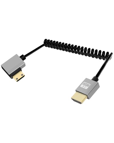 YANBORONSN 4K Mini HDMI zu HDMI Spiralkabel 2.2FT, Kurzes HDMI zu Mini HDMI Kabel, Federspirale HDMI 2.0 Kabel 4K@120Hz 18Gbps für Kamera/Camcorder/HDTV/Tablette von YANBORONSN