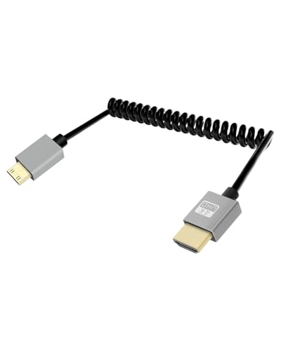 YANBORONSN 4K Mini HDMI zu HDMI Spiralkabel 2.2FT, Kurzes HDMI zu Mini HDMI Kabel, Federspirale HDMI 2.0 Kabel 4K@120Hz 18Gbps für Kamera/Camcorder/HDTV/Tablette von YANBORONSN