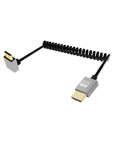 YANBORONSN 4K Mini HDMI zu HDMI Spiralkabel 3FT, Rechtwinkliges Design, Ultra Flexibility, Nahtlose Datenübertragung, Verbesserte Haltbarkeit, Breite Kompatibilität für Kamera/Camcorder/HDTV/Tablette von YANBORONSN