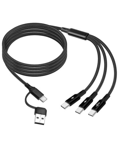 YANBORONSN 5 in 1 USB C Multi-Ladekabel, USB A/C auf 3 USB C Male Charging Splitter Kabel für Telefone, Tablet (4FT) von YANBORONSN