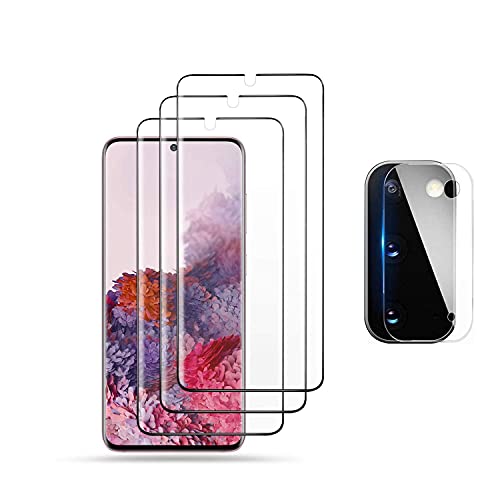 YANESOO Y06 3+1 Stück Schutzfolie für Panzerglas Samsung Galaxy S20 Ultra mit 3 Stück Schutzfolie + 1 Stück Kamera Schutzfolie [Ultradünn] [HD Clear] [Blasenfrei] [Anti- Kratzer] Displayschutzfolie von YANESOO