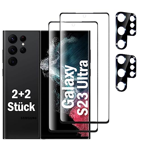 YANESOO Y09 2+2 Stück Schutzfolie für Panzerglas Samsung Galaxy S23 Ultra 5G mit 2 Stück Glas Schutzfolie + 2 Stück Glas Kamera Schutzfolie [9H Härte][HD Klare][Anti-Kratzen][Anti-Öl] von YANESOO