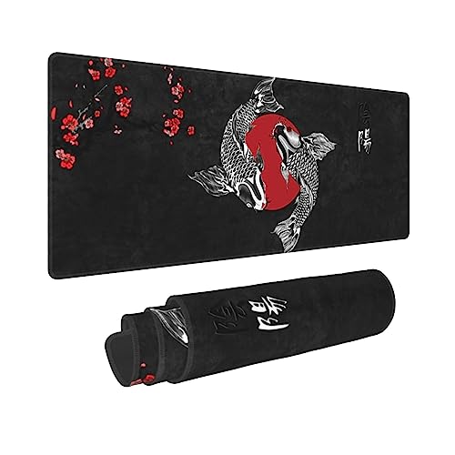 Japanisches Yin Yang Koi Karpfen Fisch Schwarz Kirschblüte Mauspad 11,8 x 31,5 Zoll Schreibtischzubehör groß erweiterte rutschfeste Gummiunterseite Mauspad mit genähten Kanten Gaming PC Desktop Großes Japanisches Yin Yang Koi Karpfen Fisch Schwarz Kirschblüte Mauspad 11,8 x 31,5 Zoll Schreibtischzubehör groß erweiterte rutschfeste Gummiunterseite Mauspad mit genähten Kanten Gaming PC Desktop Großes von YANGZHI