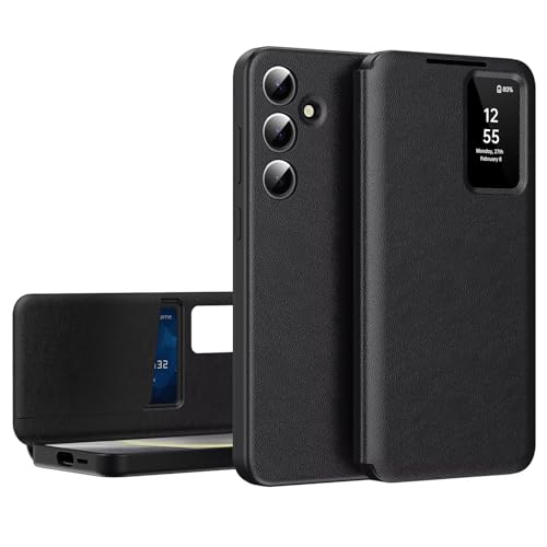 ESONG Handyhülle für Samsung Galaxy S22 Ultra Tasche,Leder Flip Folio Schutzhülle Cover, Smartphone Clear View Case,Sichtfenster,Intelligenten Stoßfest Klapphülle mit Kartenfac Schwarz ESONG Handyhülle für Samsung Galaxy S22 Ultra Tasche,Leder Flip Folio Schutzhülle Cover, Smartphone Clear View Case,Sichtfenster,Intelligenten Stoßfest Klapphülle mit Kartenfac Schwarz von YANJIEER