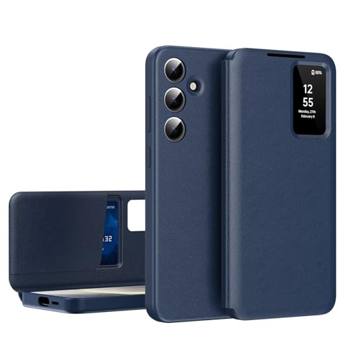 ESONG Handyhülle für Samsung Galaxy S25 Tasche,Leder Flip Folio Schutzhülle Cover, Smartphone Clear View Case,Sichtfenster,Intelligenten Stoßfest Klapphülle mit Kartenfac Blau ESONG Handyhülle für Samsung Galaxy S25 Tasche,Leder Flip Folio Schutzhülle Cover, Smartphone Clear View Case,Sichtfenster,Intelligenten Stoßfest Klapphülle mit Kartenfac Blau von YANJIEER