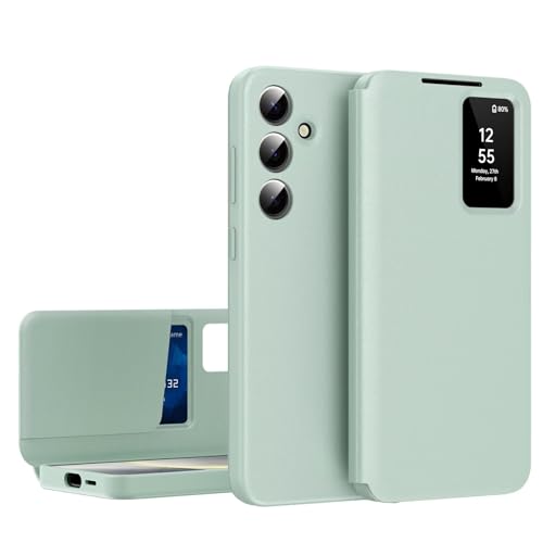 YANJIEER ESONG Handyhülle für Samsung Galaxy S25 Tasche,Leder Flip Folio Schutzhülle Cover, Smartphone Clear View Case,Sichtfenster,Intelligenten Stoßfest Klapphülle mit Kartenfac Grün YANJIEER ESONG Handyhülle für Samsung Galaxy S25 Tasche,Leder Flip Folio Schutzhülle Cover, Smartphone Clear View Case,Sichtfenster,Intelligenten Stoßfest Klapphülle mit Kartenfac Grün von YANJIEER