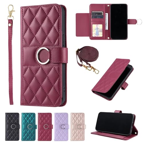 ESONG handykette Schutzhülle für Xiaomi Poco C65/POCO M6 5G/Redmi 13C 4G Leder Brieftasche, Stoßfest Frauen klapphandyhülle mit Kordel Band, Kartenfach,Magnetic Wallet Case Flip Cover Rot ESONG handykette Schutzhülle für Xiaomi Poco C65/POCO M6 5G/Redmi 13C 4G Leder Brieftasche, Stoßfest Frauen klapphandyhülle mit Kordel Band, Kartenfach,Magnetic Wallet Case Flip Cover Rot von YANJIEER