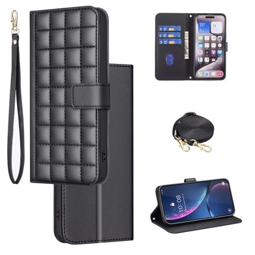 ESONG handykette Schutzhülle für iPhone 11 Pro MAX,Leder Brieftasche klapphandyhülle mit Kordel Band,Kartenfach,Ständ,Magnetic Wallet Frauen Flip Case Stoßfest Cover Schwarz von YANJIEER