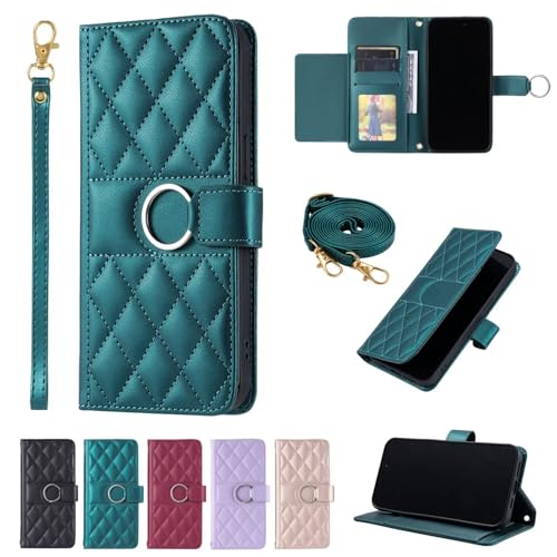 ESONG handykette Schutzhülle für iPhone 13 Pro Leder Brieftasche, Stoßfest Frauen klapphandyhülle mit Kordel Band, Kartenfach,Magnetic Wallet Case Flip Cover Grün ESONG handykette Schutzhülle für iPhone 13 Pro Leder Brieftasche, Stoßfest Frauen klapphandyhülle mit Kordel Band, Kartenfach,Magnetic Wallet Case Flip Cover Grün von YANJIEER
