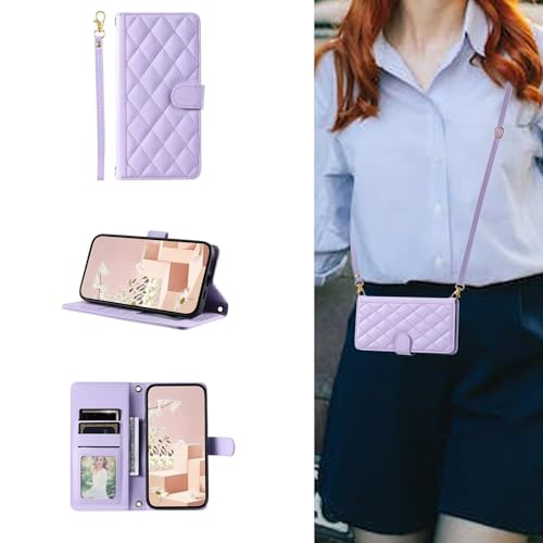 ESONG handykette Schutzhülle für iPhone 16 Leder Brieftasche, Stoßfest klapphandyhülle mit Kordel Band, Kartenfach, Ständ, Magnetic Wallet hulle Frauen Flip Case Cover Lila ESONG handykette Schutzhülle für iPhone 16 Leder Brieftasche, Stoßfest klapphandyhülle mit Kordel Band, Kartenfach, Ständ, Magnetic Wallet hulle Frauen Flip Case Cover Lila von YANJIEER