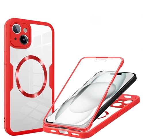 YANJIEER ESONG Clear Schutzhülle für iPhone 15 mit MagSafe,Magnetisch Handyhülle mit Displayschutzfolie,Kamera Schutzfolie,360 Rundumschutz Stoßfest Outdoor Case Transparent Cover Rot YANJIEER ESONG Clear Schutzhülle für iPhone 15 mit MagSafe,Magnetisch Handyhülle mit Displayschutzfolie,Kamera Schutzfolie,360 Rundumschutz Stoßfest Outdoor Case Transparent Cover Rot von YANJIEER