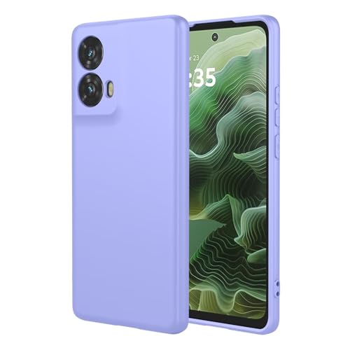 YANJIEER ESONG Liquid Silicone Case für Motorola Moto G35 5G, Ultra Dünn Weiche TPU Silikon Telefonhülle für Mädchen Frauen, Stoßfeste Kratzfestes Mikrofaserfutter Schutzhülle Lila von YANJIEER