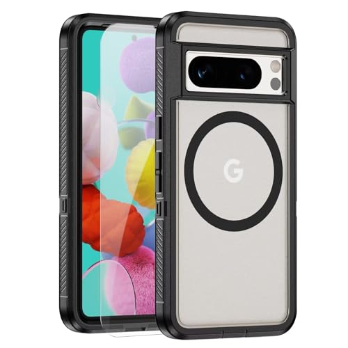 YANJIEER ESONG Magnetische Handyhülle für Google Pixel 8 Pro Kompatibel mit MagSafe,Matt Cover Case mit 1*Bildschirmschutz,Militärnorm Stoßfeste Kratzfeste Robust Hard Schutzhülle,Schwarz+Klar YANJIEER ESONG Magnetische Handyhülle für Google Pixel 8 Pro Kompatibel mit MagSafe,Matt Cover Case mit 1*Bildschirmschutz,Militärnorm Stoßfeste Kratzfeste Robust Hard Schutzhülle,Schwarz+Klar von YANJIEER