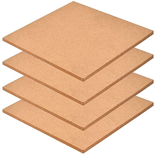 Quadratische Korkplatten, 4 Stücke Selbstklebender Kork, DIY Korkwand, Selbstklebende Kork Pinnwand für Foto Hängen, Bulletin Tafeln Heimdekoration und Büro Memoranduma (30x30x0.6cm) von YANJIY