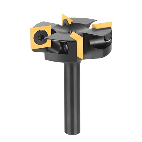 YANSYUAN Titanbeschichteter Hartmetall-Oberfräser, Planfräser, 8 mm Schaft, 40 mm Durchmesser, 2 + 2 Nuten, Hobelbohrer für Holzbearbeitung (8 mm / 40 mm Schneiden, Titanbeschichtetes Hartmetall) von YANSYUAN