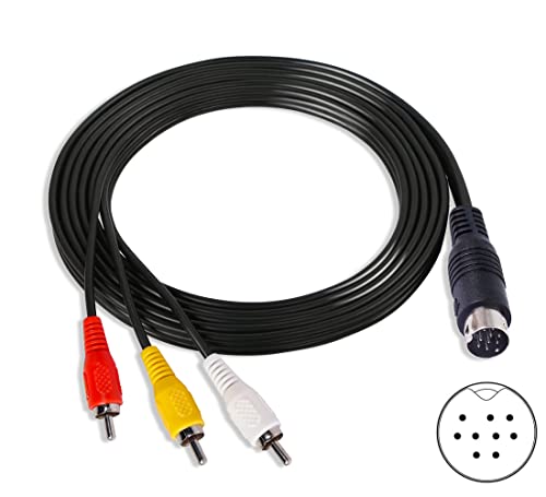 YAODHAOD AV Kabel, DIN MINI 9 Pin auf RCA 1,8 m Cinch Kabel, Verbindungskabel für Sega Genesis 2 & 3, Lautsprecher, Audio und Video von YAODHAOD